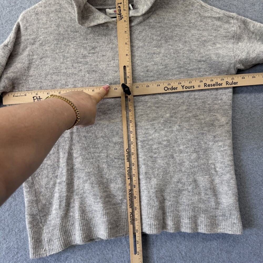 Vineyard Vines Womens Medium Gray Wool Blend Hooded Sweater Pullover Quiet Lux - Picture 6 of 9